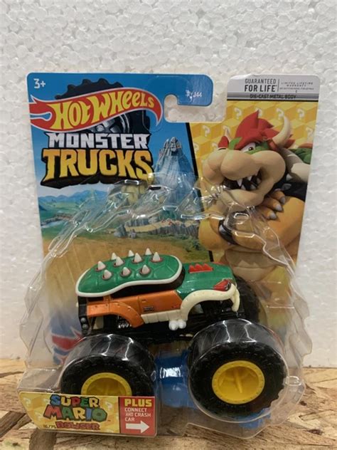 HOT WHEELS MONSTER Trucks Super Mario BOWSER With Crash Car NEW PicClick UK