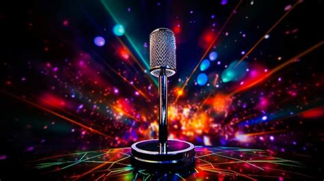 Premium Photo Retro Microphone On Stage In A Pub Or American