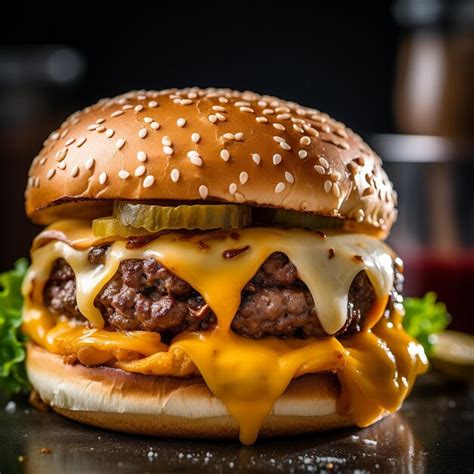 Hamburguesa De Ternera Con Queso Derretido Foto Premium