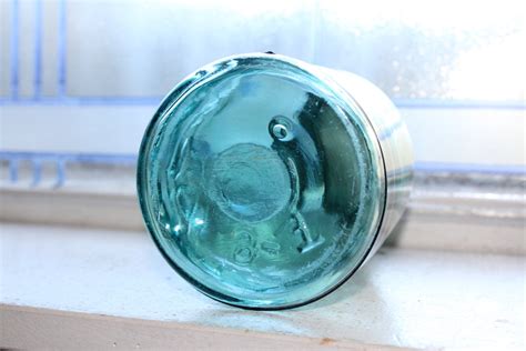 Vintage Blue Ball Mason Jar Quart With Zinc Lid Circa 1910 To 1923 Sloped Shoulder Jar