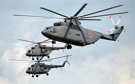 HD Wallpaper Three Black Helicopters Mil Mi 17 Mil Mi 26 Russian