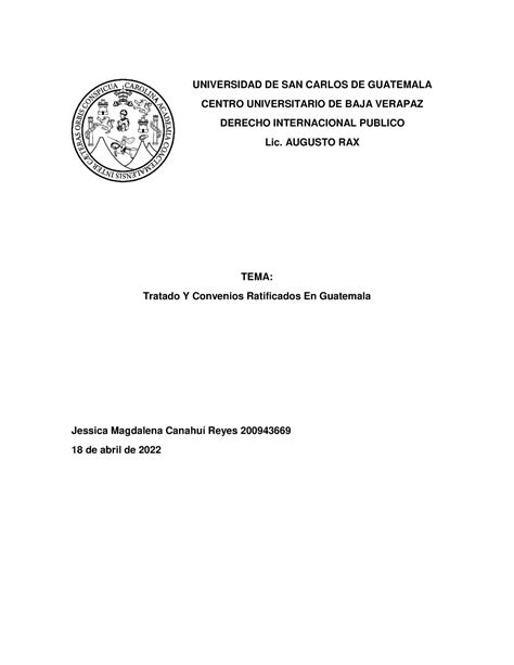 Convenios Y Tratados Ratificados Por Guatemala Jessica Canahu Reyes