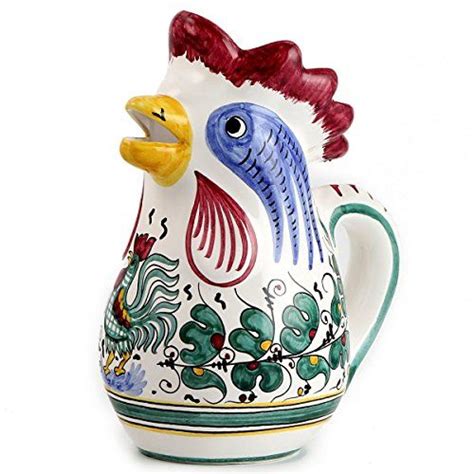 Orvieto Green Rooster Rooster Of Fortune Pitcher Liter Oz