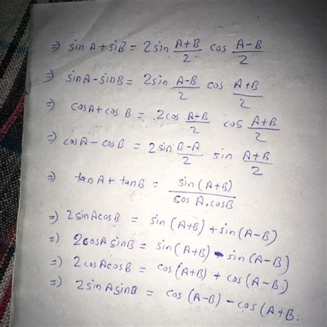 Trigonometry Formulas For Class 11