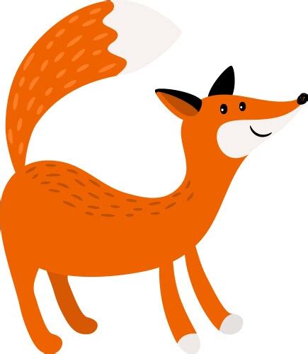 Flat Icon Of Sitting Red Fox Side View Royalty Free Vector