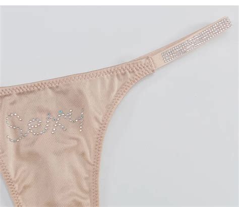 Womens Panties Thong Sexy Secret Rhinestone V Letter Tanga G String