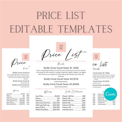 The Price List Is Displayed On A Pink Background