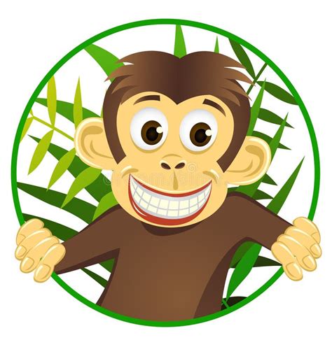 Cute monkey in the circle stock vector. Image of forest - 13713240