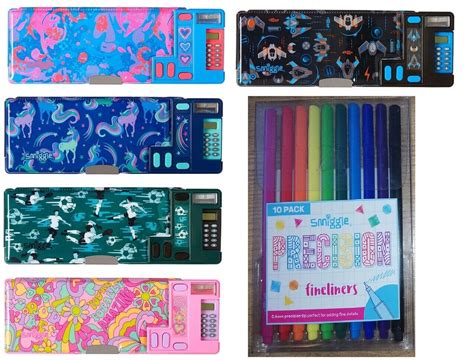 Smiggle Pop Out Pencil Case With Calculator Football Unicorn Space