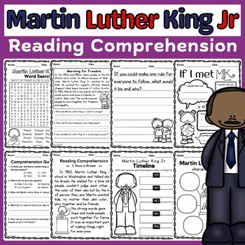 Martin Luther King Jr Reading Comprehension Passages Questions Mlk