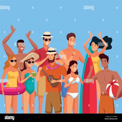 Summer beach and people Stock Vector Image & Art - Alamy