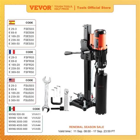 Vevor W Rpm Diamentowa Wiertarka Rdzeniowa Na Mokro Na Sucho