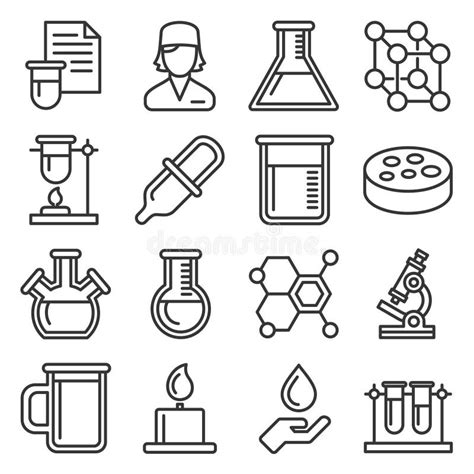 Chemical Icons Set Stock Vector Illustration Of Laboratory 36063762