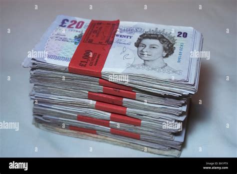 Bank Notes British Pound Bundles Currency Great Britain Europe Money