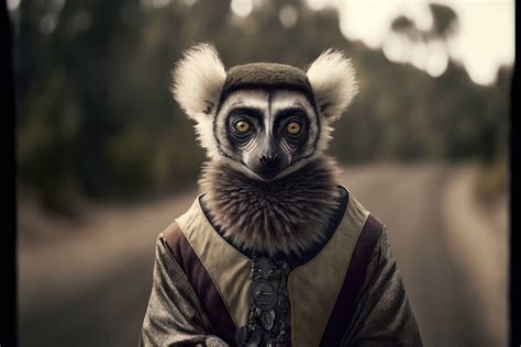 Lemur wearing human clothing