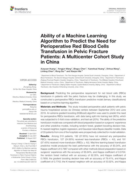 PDF Ability Of A Machine Learning Algorithm To Predict The Need For