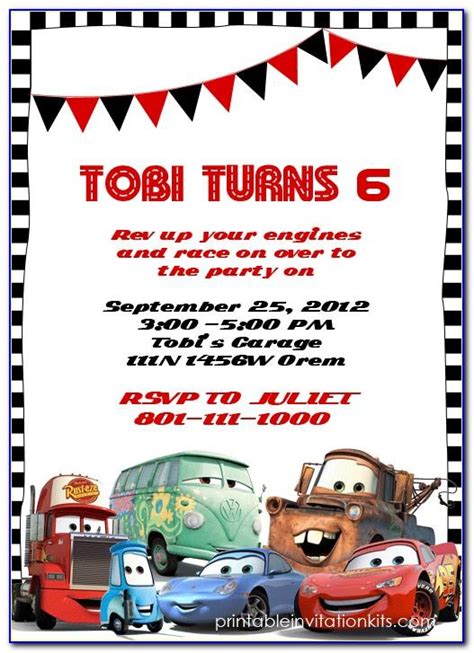 Free Printable Disney Cars Invitation Templates Prosecution2012