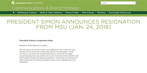 Msu President Resigns Hours After Larry Nassar Sentencing