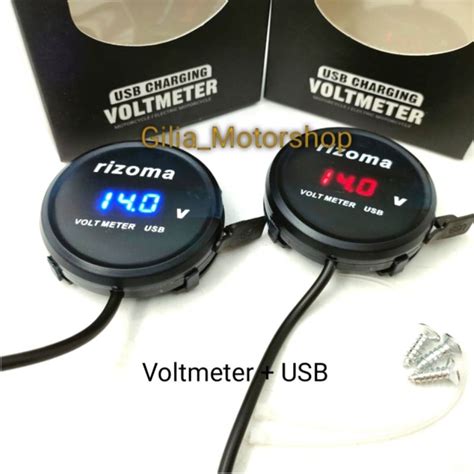 Jual Voltmeter Bulat Rizoma Plus Usb Nyala Led Biru Merah Universal