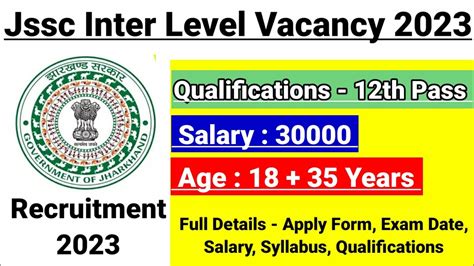 Jssc Inter Level Vacancy Jssc Intermediate Vacancy