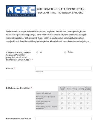 Contoh Google Form Kuesioner Skripsi Kompas Sekolah Riset