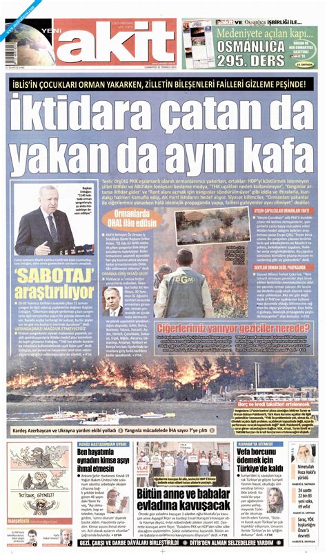 Yeni Akit Gazetesi Temmuz Cumartesi