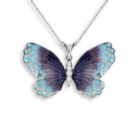 Silver Enamel And White Sapphire Butterfly Pendant Clement White