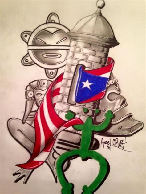 Puerto Rican Tattoo Of Taino Symbols Puerto Rican Artwork Puerto