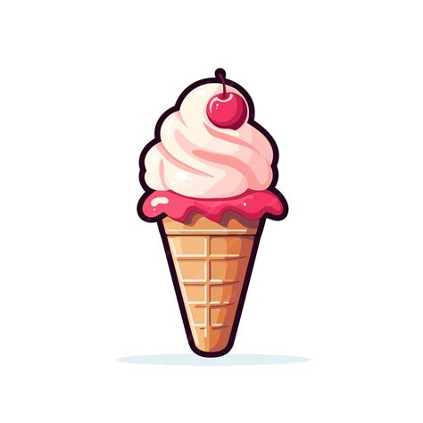 Premium Vector | An ice cream cone with a cherry on top