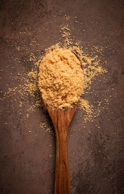 Premium Photo Wooden Spoon With Hazelnut Flour Top View No People On