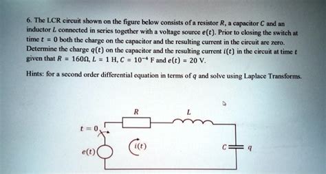 Solved The Lcr Circuit Shown In The Figure Below Consists Of A Resistor R A Capacitor C And