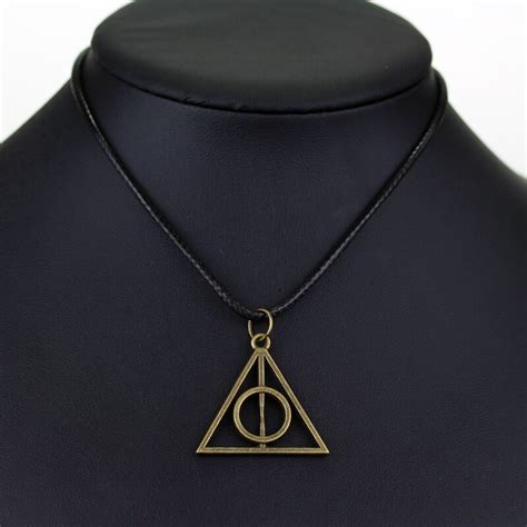 colar cordão preto masculino feminino reliquias da morte harry potter