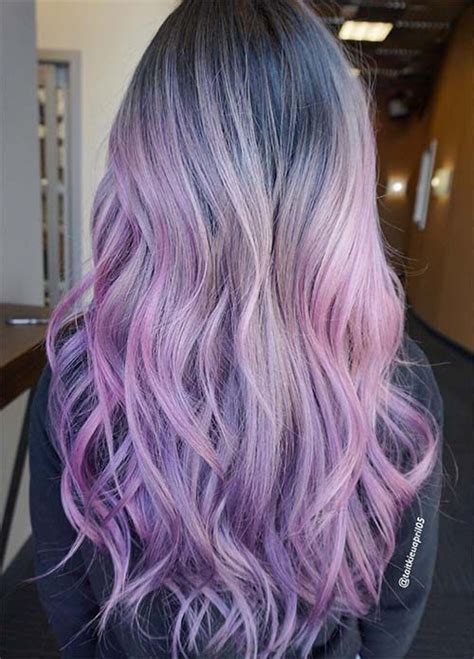 Balayage Hair Brunette Long Pink Blonde Hair Purple Balayage Hair