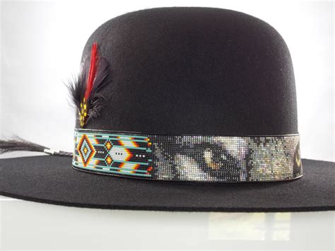 Greywolf Native American Beaded Hat Band The Wildlife Series