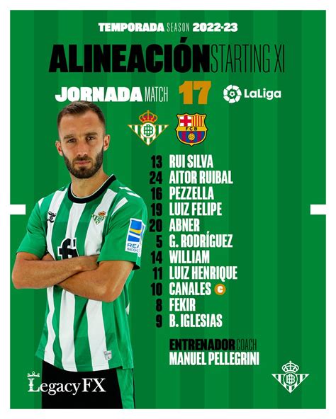 Real Betis Balompié on Twitter Nuestro once inicial para el