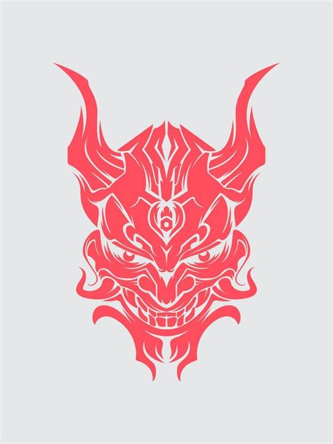 Demon Samurai Oni Mask Hannya Mask Japanesse Skull Style Head Tattoo