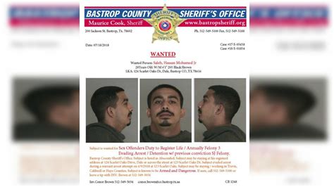 Bastrop Deputies Seeking Armed And Dangerous Sex Offender Who Failed To Register Evaded