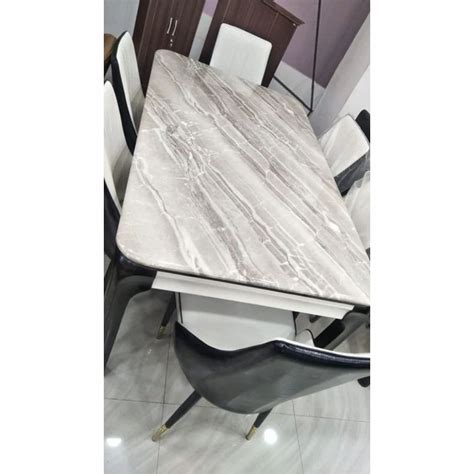 Rectangular Teak Wood Marble Top Dining Table Set 6 Seater At Rs 12000