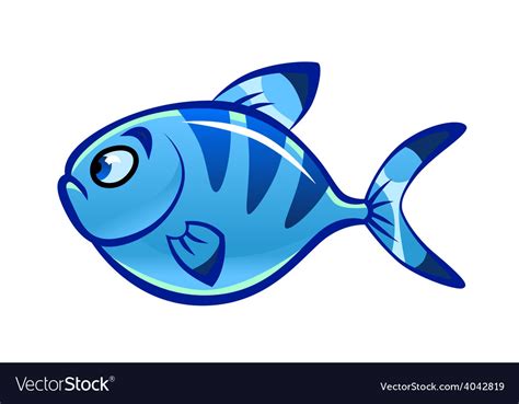 Cartoon Blue Fish Royalty Free Vector Image VectorStock