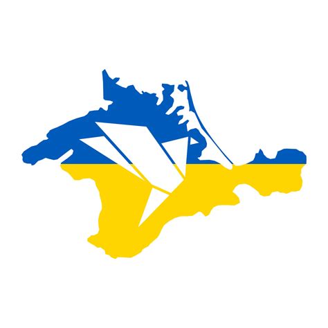 Crimean peninsula in the colors of the Ukrainian flag and dove of peace ...