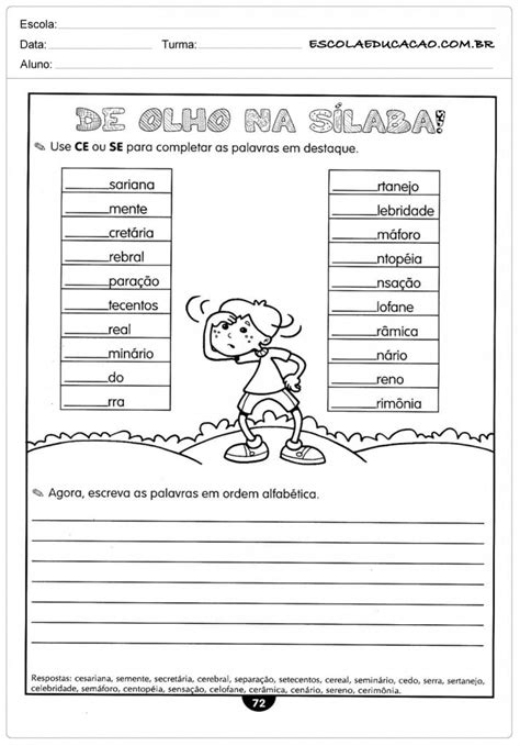 Trabalho De Portugues 4 Ano - Atividades de português 4º ano - Para Imprimir - Educação