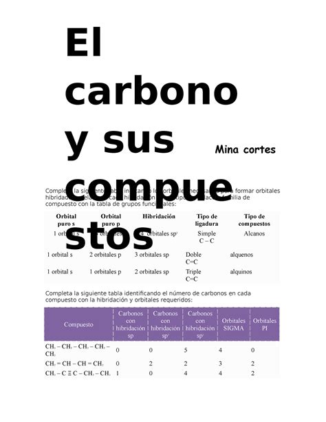 Quimica Actividad 2 Ejercicios 2 Y 3 De El Carbono Y Sus Compuestos