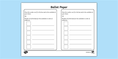 Ballot Paper Activity Sheet L Enseignant A Fait Twinkl