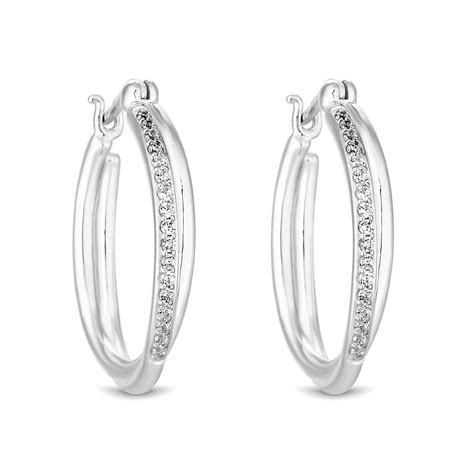 Simply Silver Sterling Silver Cubic Zircoina Hoop Earrings