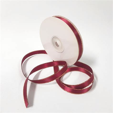 Satin Double Sided Gold Edge 10mm Burgundy Desflora