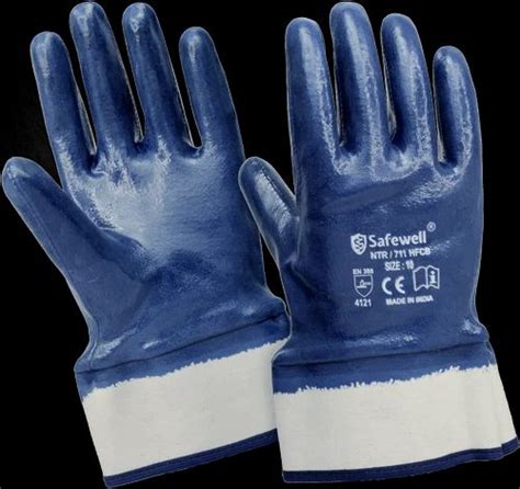 SAFEWELL Nitrile Coated Safety Hand Gloves Powder Free At Best Price