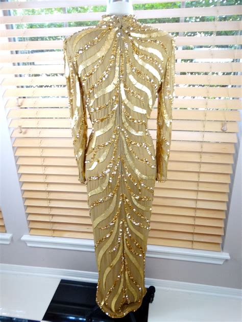 VTG Gold Sequined Beaded Gown // Art Deco Gold Sequin Dress // - Etsy