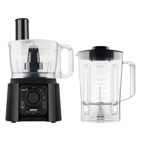 Processador E Liquidificador Arno - Multiprocessador com Liquidificador Arno Multichef 4 em 1 Preto 600W ...