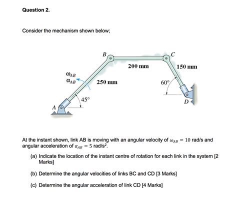 Solved Consider The Mechanism Shown Below At The Instant Shown Link