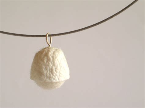 Items similar to White silk cocoon pendant. Modern jewelry. White felt ...